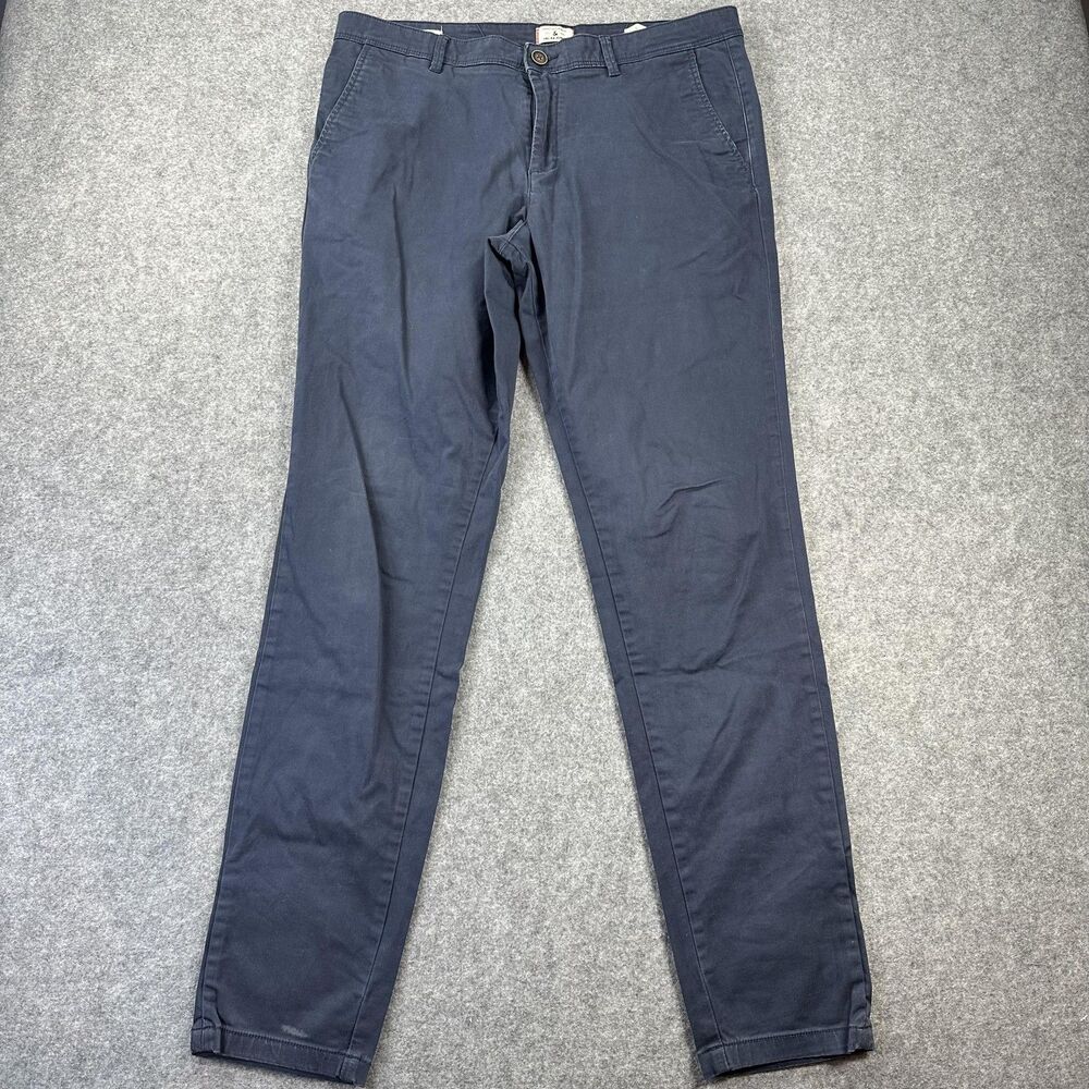 Jack & Jones Marco Pants Mens 34x34 Blue Slim Fit Stretch Chino Casual